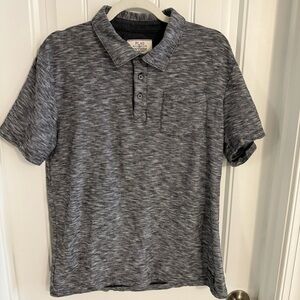Flag & Anthem Men’s Polo Shirt Gray Pocket Cotton Slub Knit Short Sleeve Medium